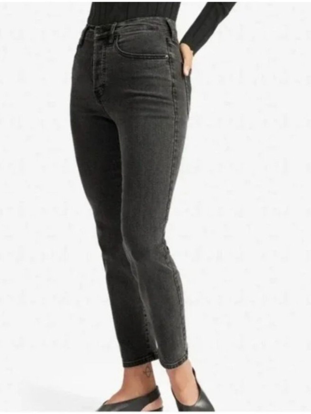 Everlane High Rise Slim Straight Cigarette Jeans Women's Size 23 in Black NWT!